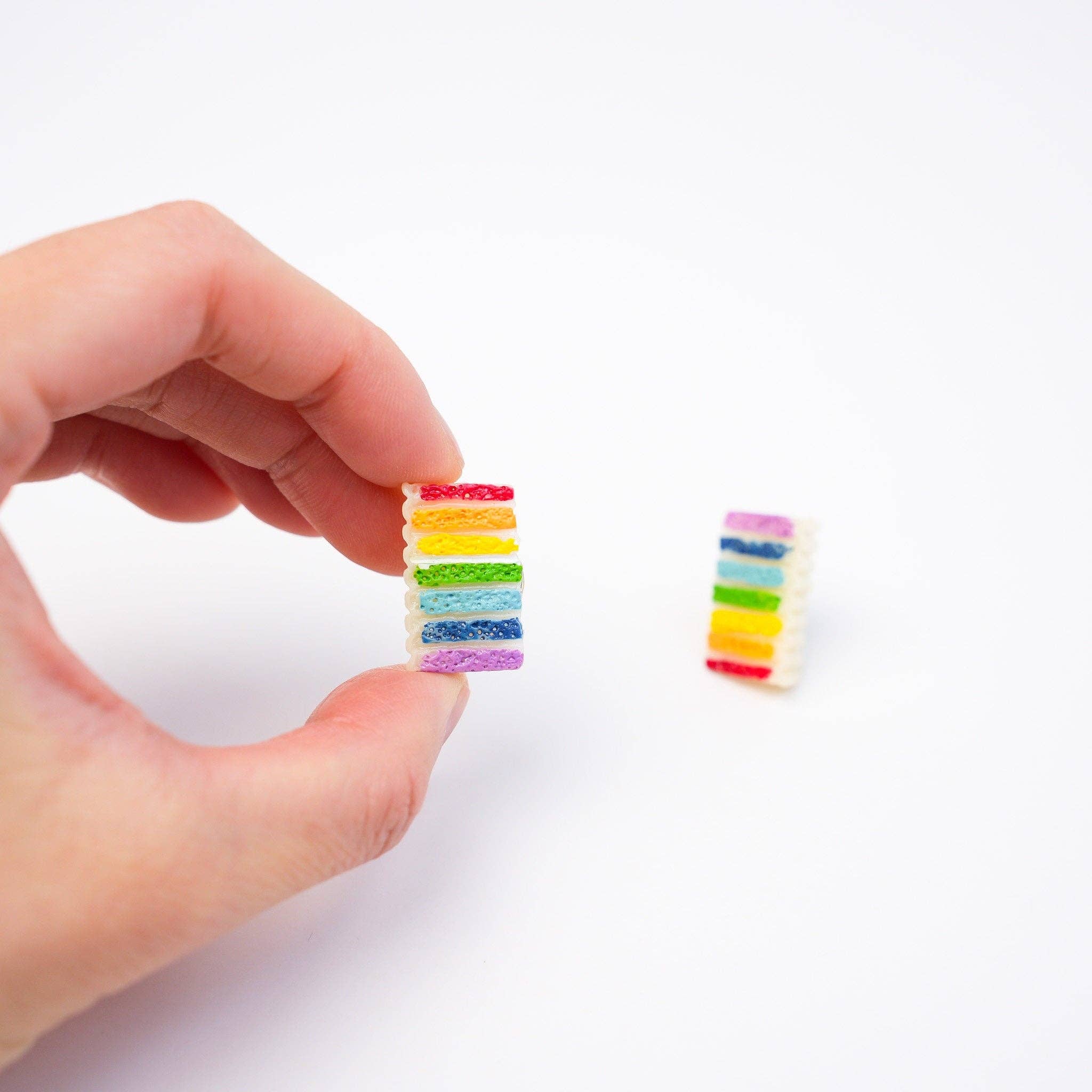 Mini Story Co - Wholesale Lapel Pin/Button - Rainbow Cake Pin | Rainbow Cake Slice Brooch | Pride Flag Rainbow Cake Accessories | LGBTQA+ Pins | Miniature Cake Pin1