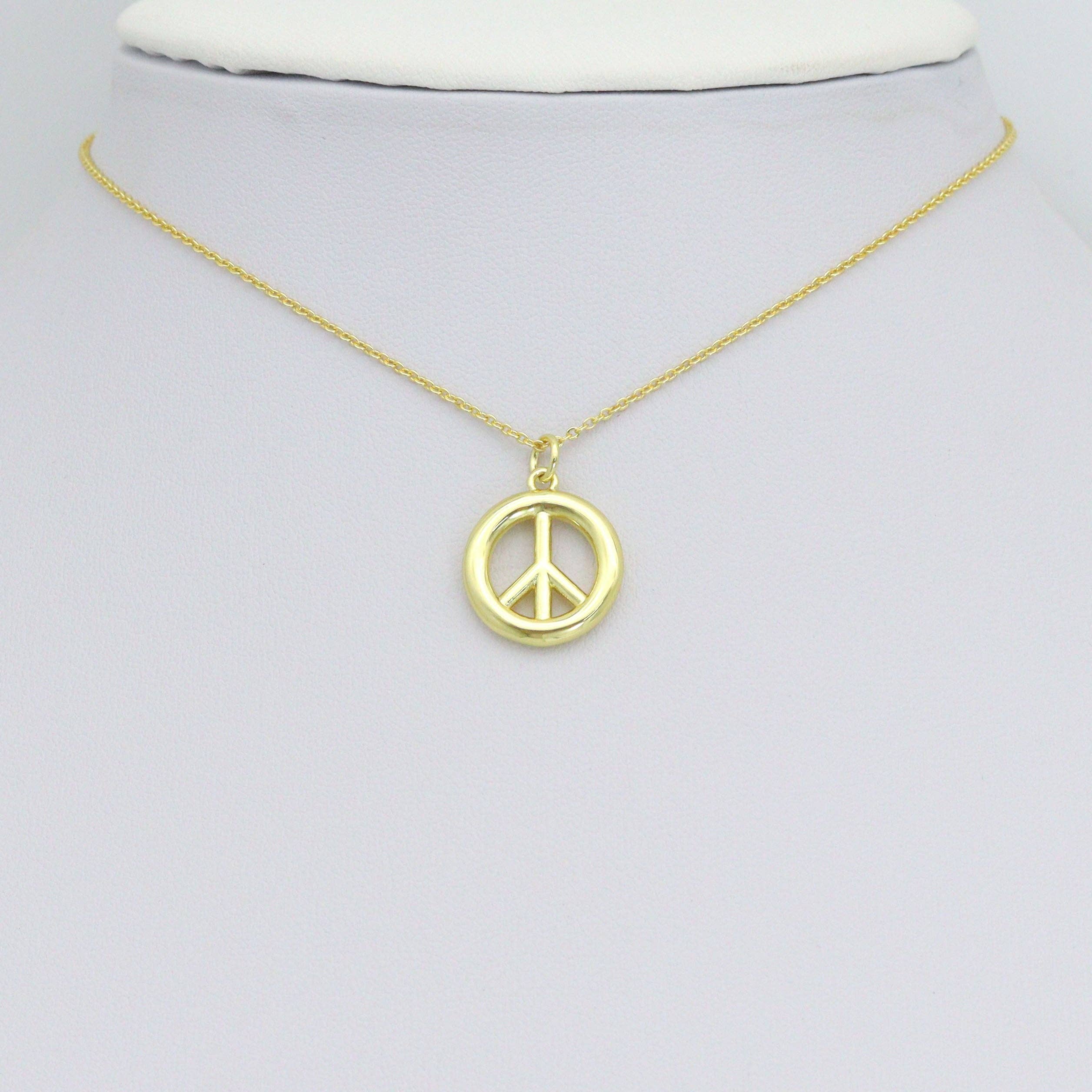 BestBeads&Beyond - Vente Breloques/médailles personnalisées - Pendentif à breloques en forme de signe de paix doré, Sku #L7293