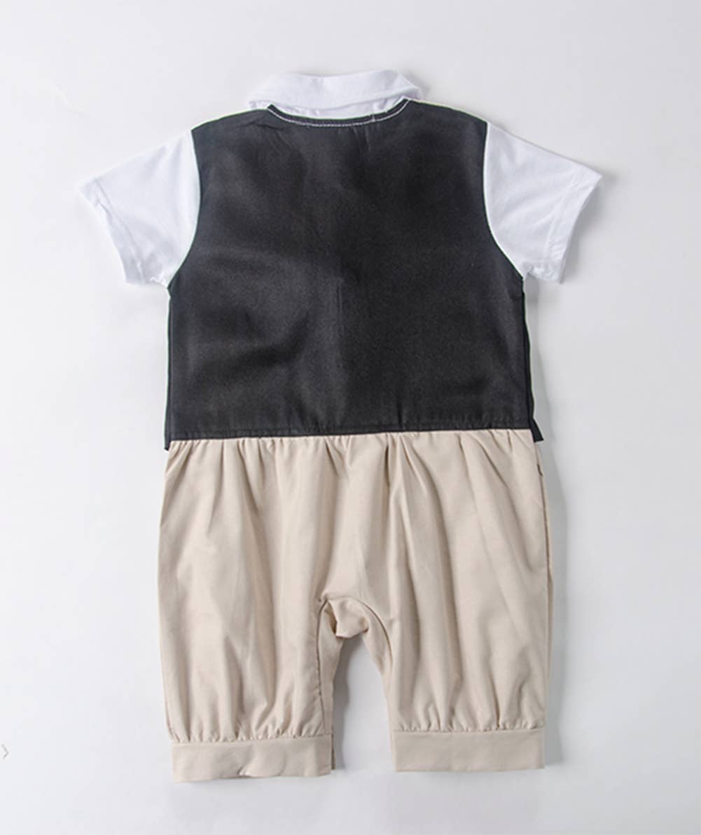 Fennco Styles – wholesale Byxdress - Baby – Grå Tux Bomulls Baby Romper1