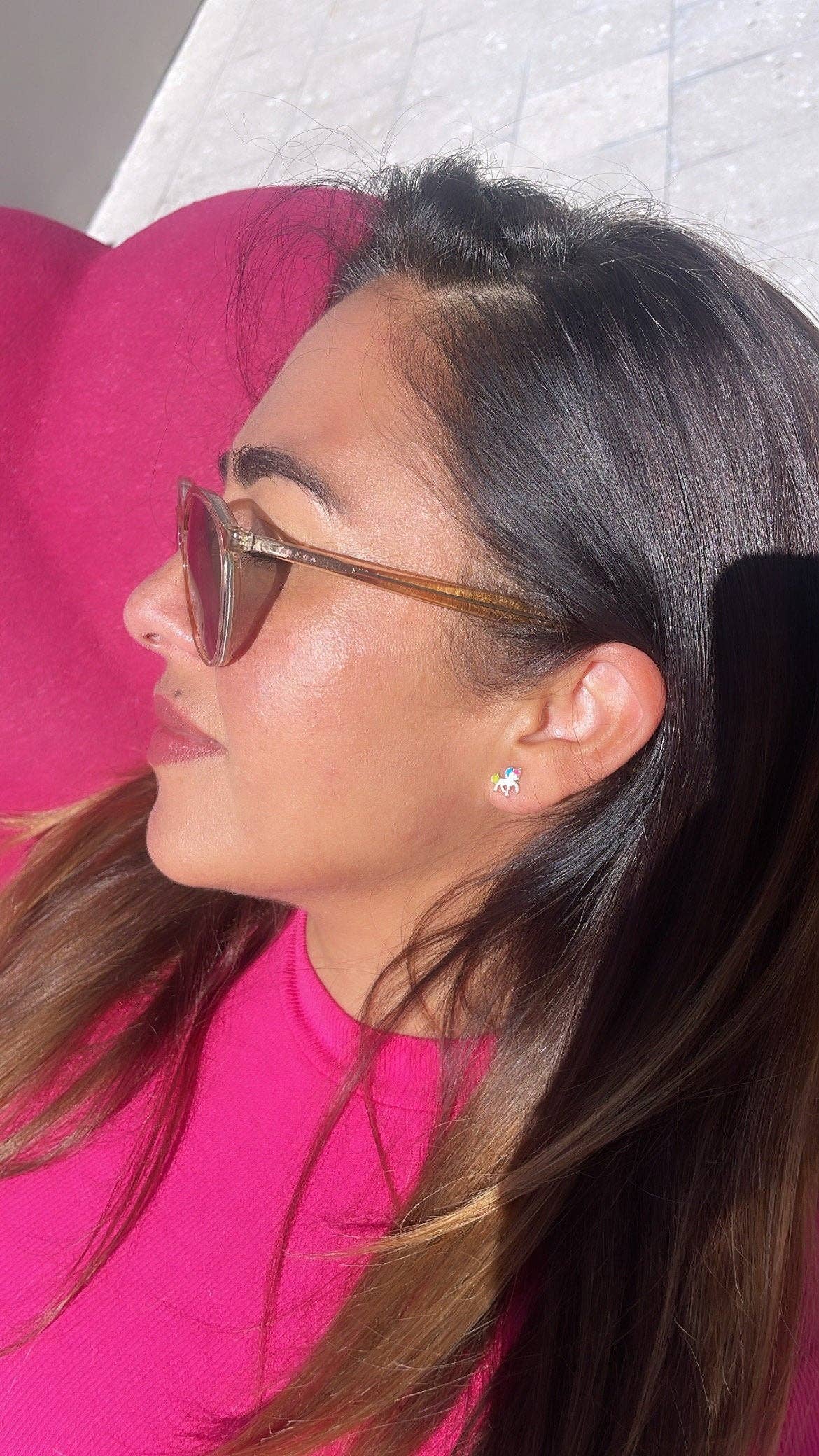 Milie – wholesale Stud/post earrings – 18k GF Enamel Unicorn Stud Earrings: Children's Jewelry3