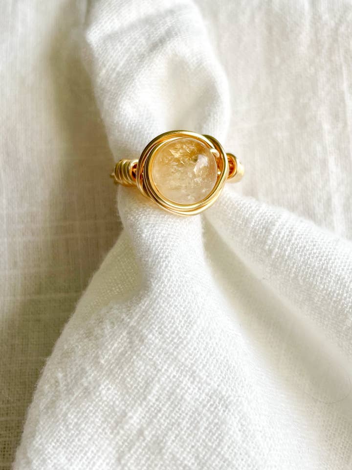 Citrine Wire Wrap Ring for wholesale by WellthyMama.Co