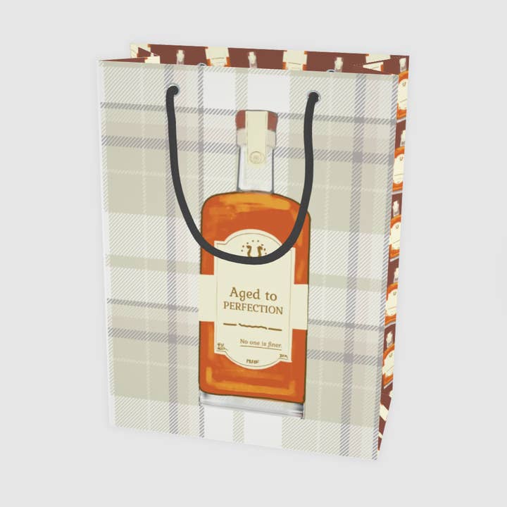 Bourbon Aged to Perfection Illustration Gift Bag Men for wholesale by Hey Y'all Party