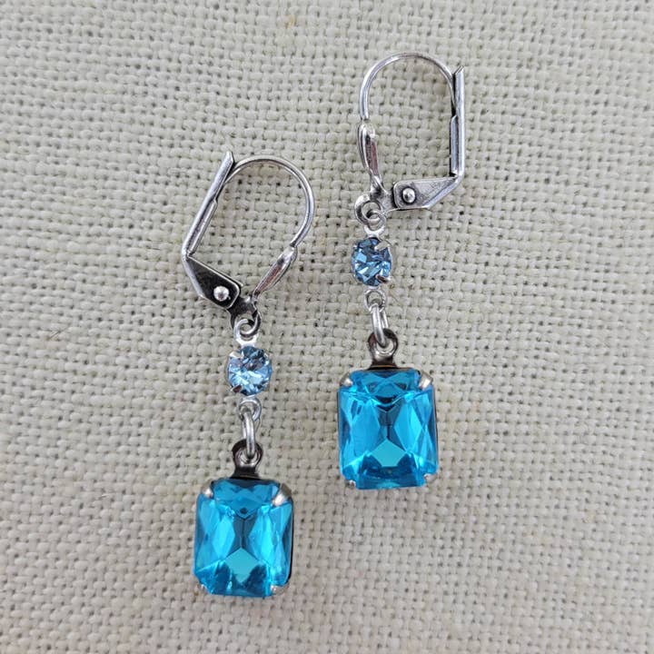 Austrian Octagon Earring in Silver 992-SP for wholesale by Sadie Green's Jewelry