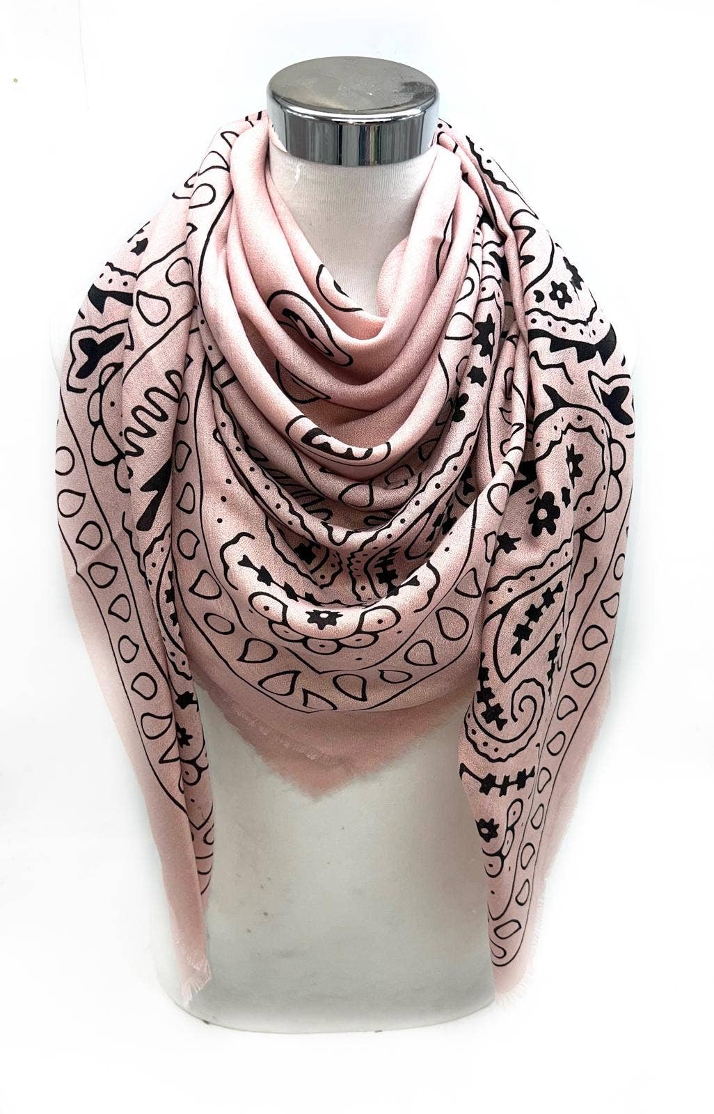 LINETA - Wholesale Scarf - Women's - A-6 Large square scarf with paisley print Fine material9