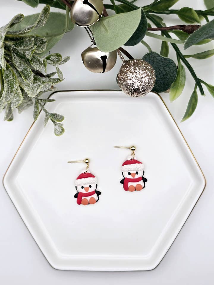 Penguin Christmas earrings for wholesale by Beckys Creations