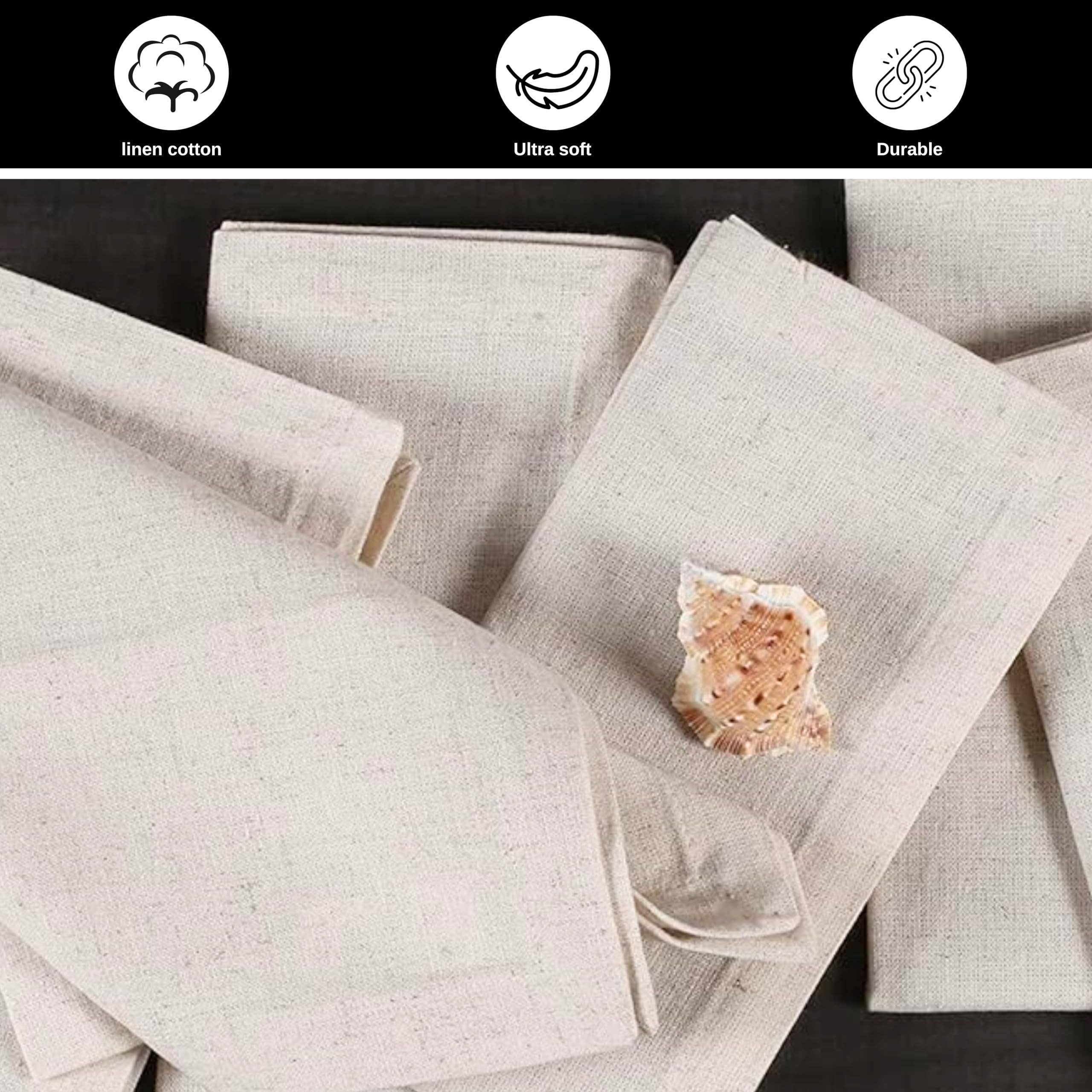 Premium Cotton Linen Cloth Napkins 18x18 Natural (Set of 12) for wholesale on Faire7