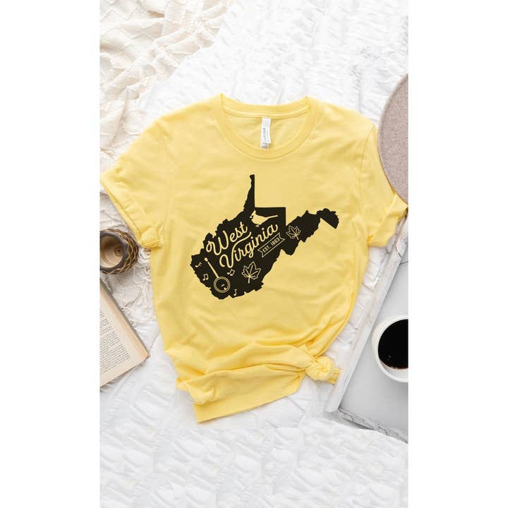 West Virginia State Outline Graphic Tee PLUS for wholesale by Kissed Apparel