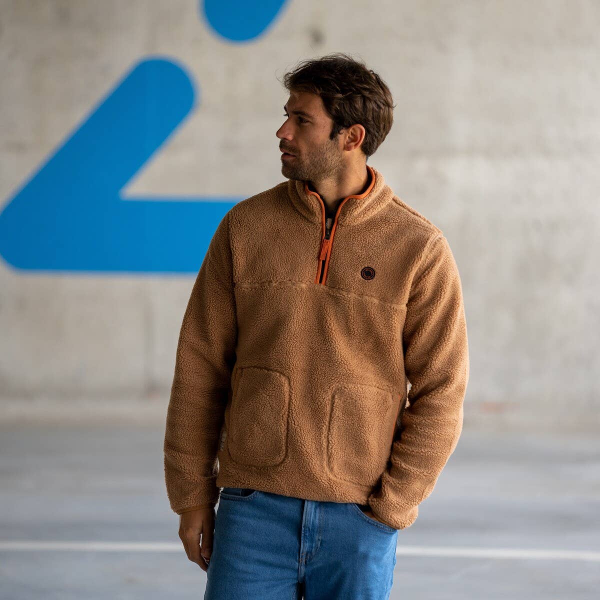 BILLYBELT - Wholesale Sweatshirt - Men's - Sherpa zipped collar Dune2