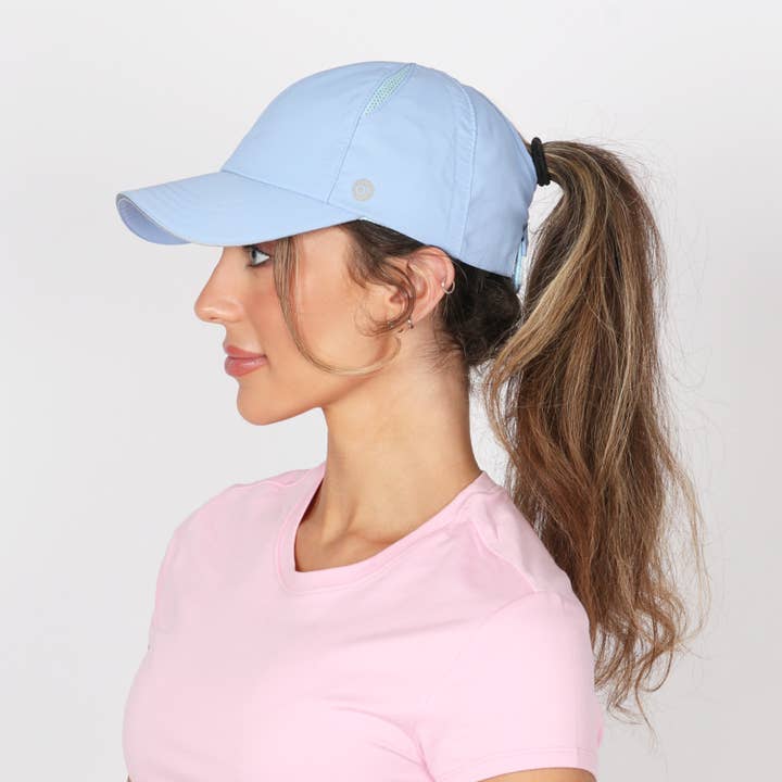 Mia Reflective Sandwich Brim Active Ponyflo® Ponytail Cap for wholesale by David And Young