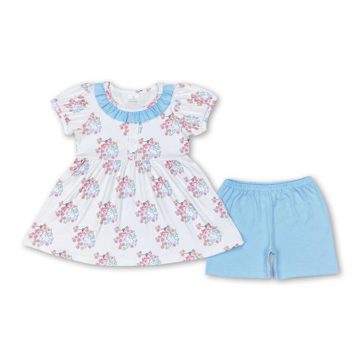 Tunique florale en forme d'oiseau à manches courtes, vêtements pour filles pour la vente par Yawoo Garments