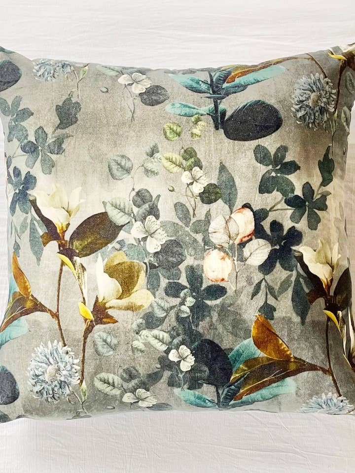 Sapphire in Bloom - Luxurious Velvet Oversized Square Pillow for wholesale by Patina Vie