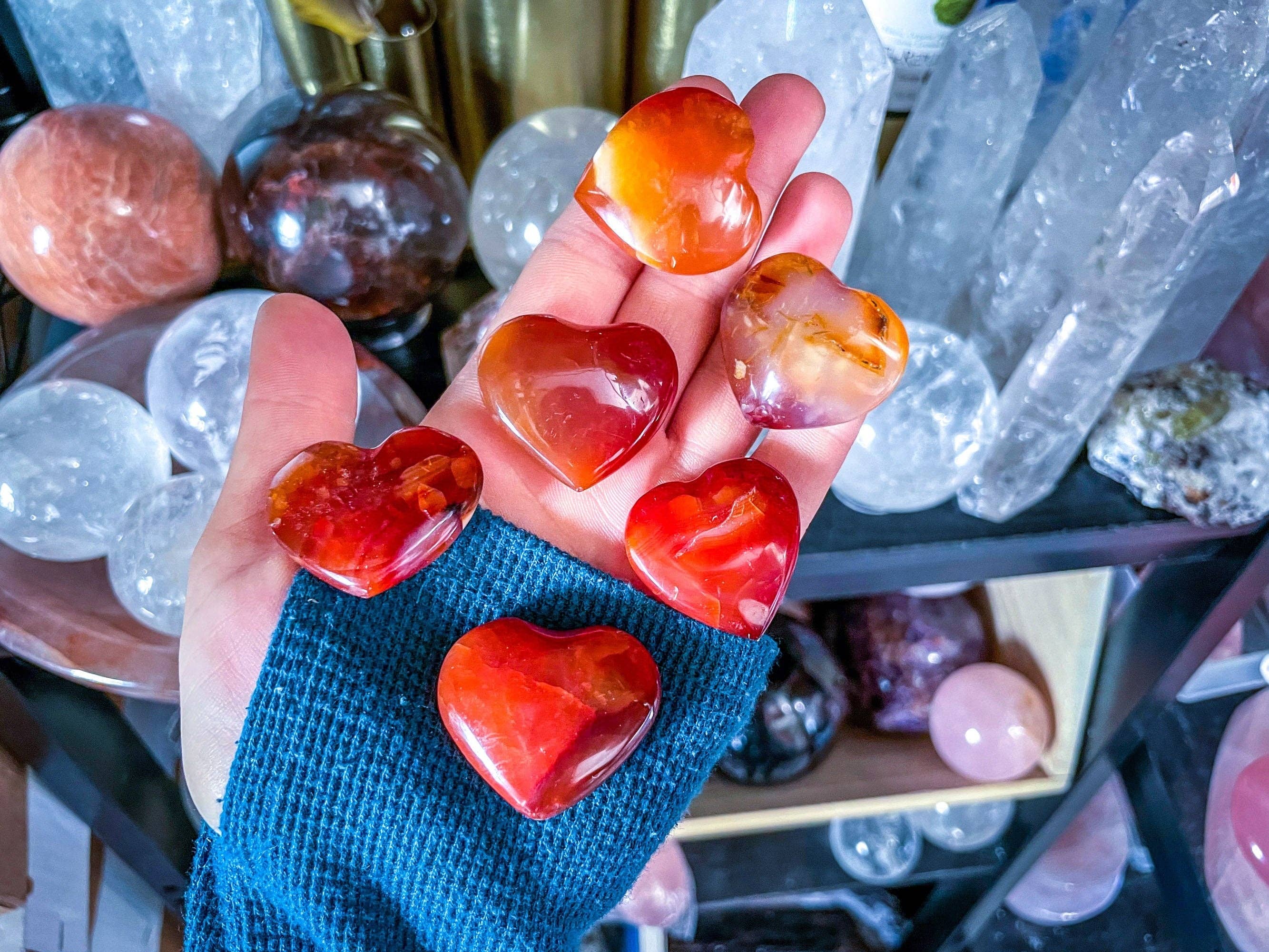 Mandala Gems - Wholesale Spiritual Stone/Crystal - Pocket Sized Carnelian Hearts4