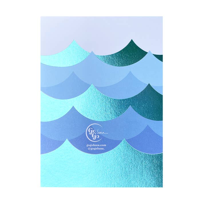 Go Go Luna - Wholesale Everyday Greeting Card - Whimsical Waves Teal Foil Card5