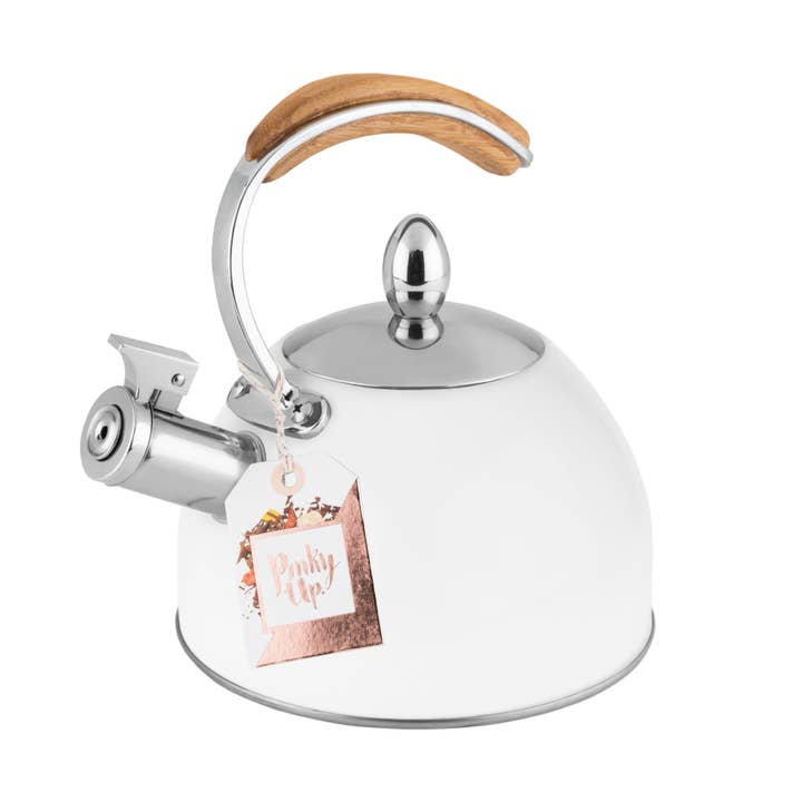 Pinky Up - Wholesale Tea Pot - Presley™ Classic Whistling Tea Kettle 70oz in White1