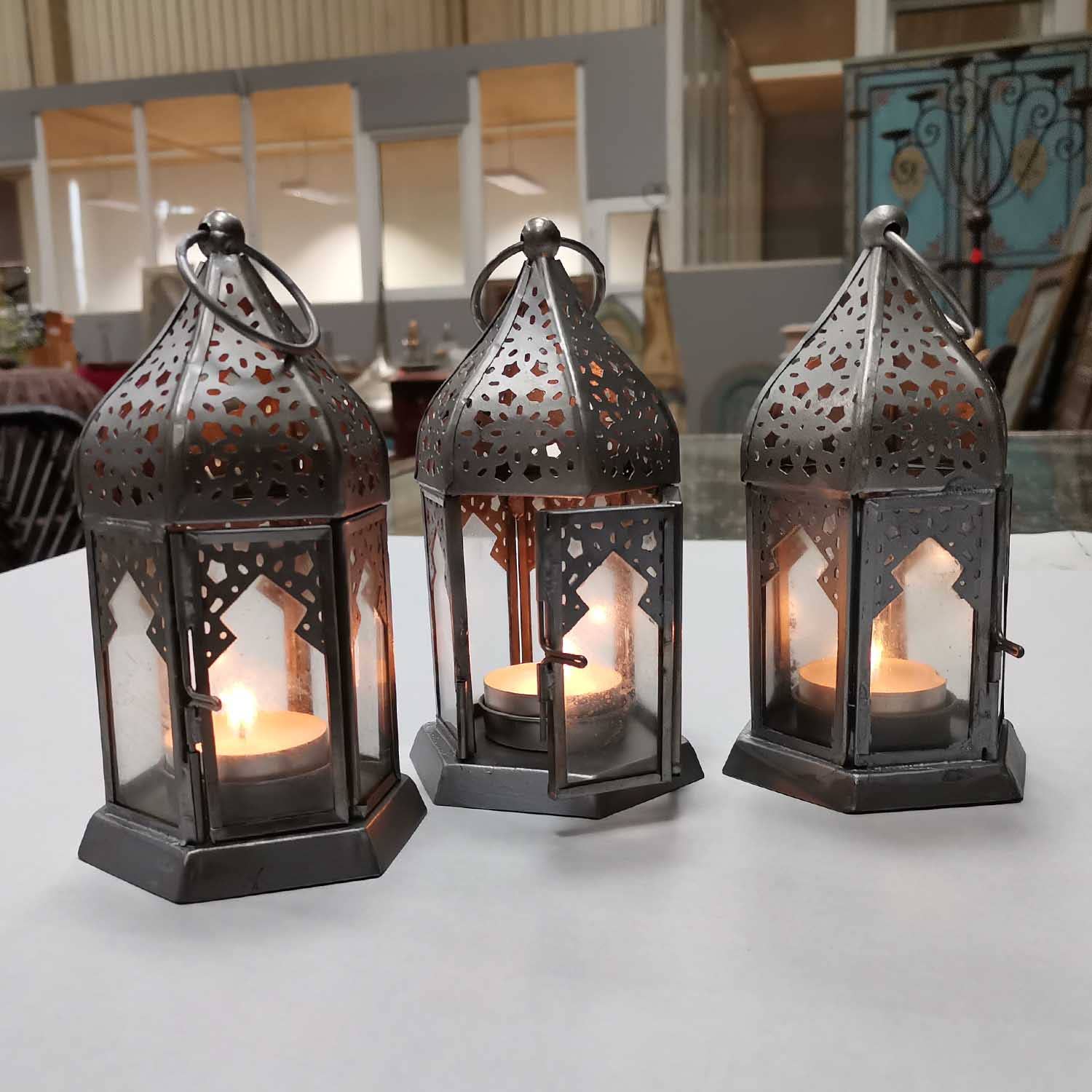 Casa Moro - Wholesale Lantern - Oriental glass lanterns Nael silver set of 3 B-ware |1