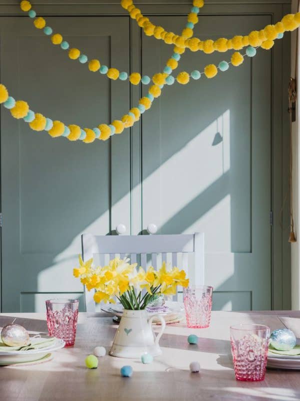 Yellow and Mint Pom Pom Garland for wholesale by PomPom Galore