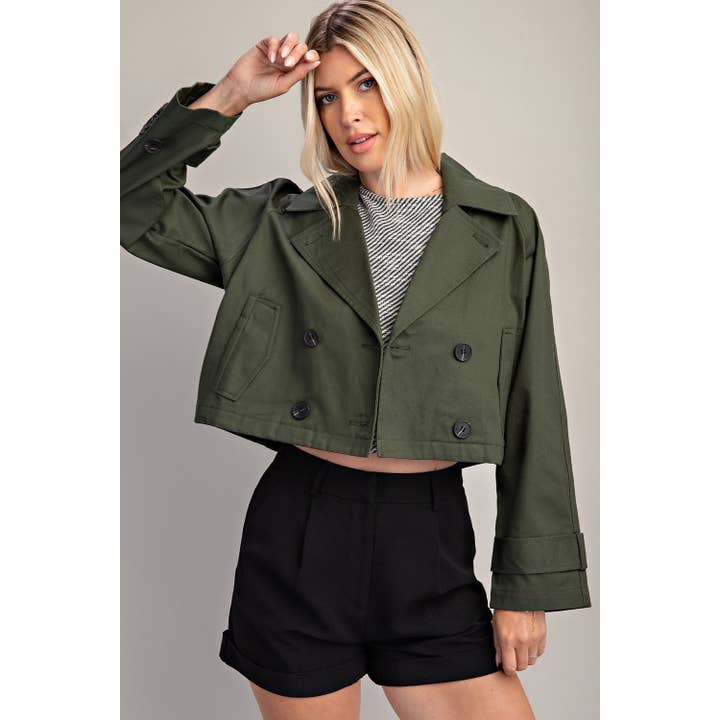 Chaqueta corta de mujer cruzada con doble botonadura para venta al por mayor de STYLE USA