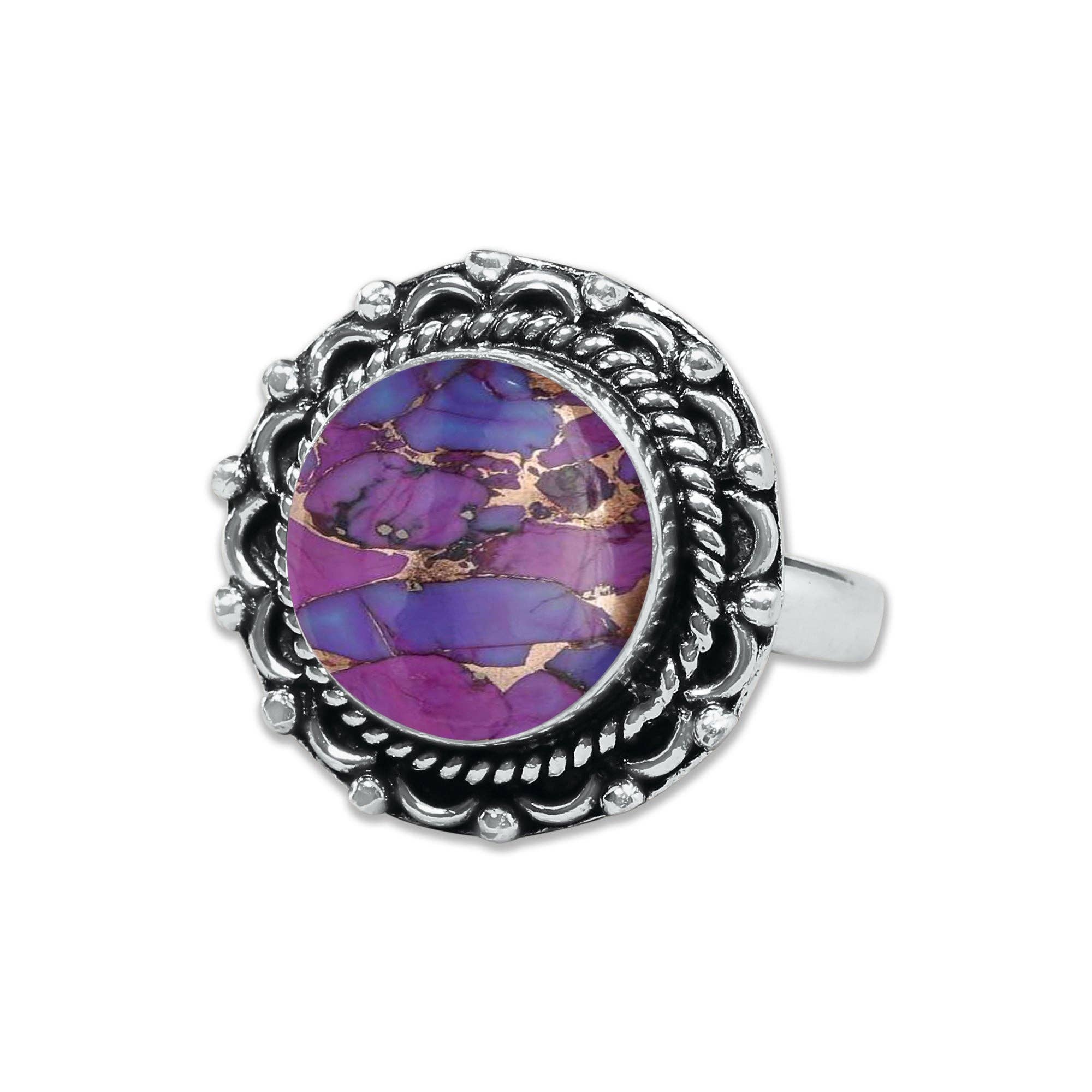 Handmade Jewels - Vente Bague de cocktail/de cérémonie - Bagues en turquoise cuivrée violette – Fait main, plaqué argent, bohème (sur commande)16