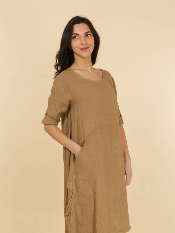 la maison des fibres naturelles - Wholesale Dress - Women's - dress 625344 80% linen 20% cotton made in Italy
