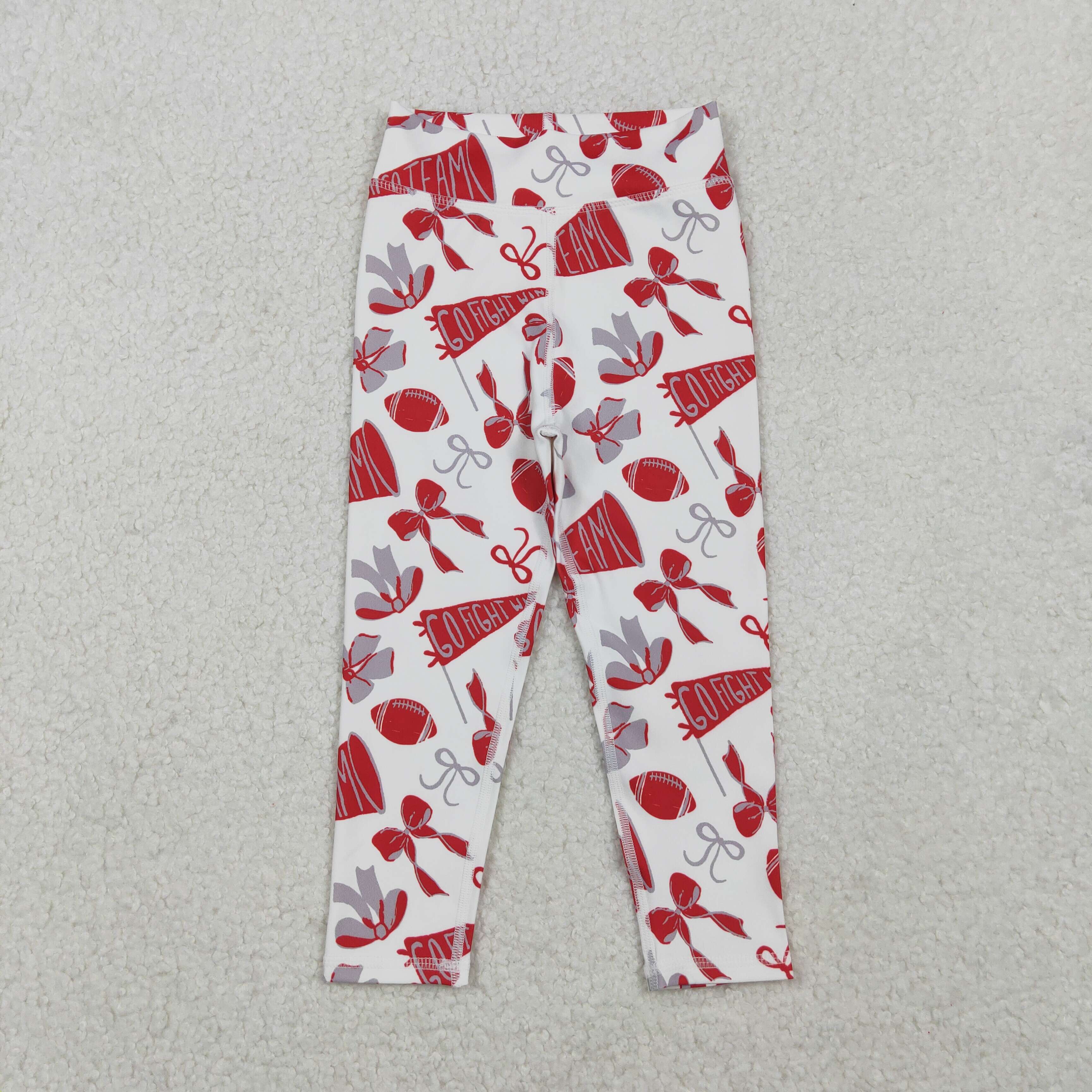 Aier Wholesale - Wholesale Athletic/Lounge Leggings - Kids - Baby Girls Red Bows Footballs Go Team Yoga Active Legging Pants Bottom0