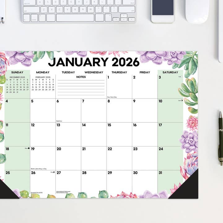Willow Creek Press & Gifts - Wholesale Calendar - Succulents Academic July 2025 - June 2026 17" x 12" Small Monthly Desk Pad4