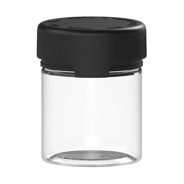 90CC/3FL.OZ/90ML Aviator CR - Container met binnenafdichting en tamper - helder natuurlijk met ondoorzichtig zwart deksel voor wholesale door Copackr