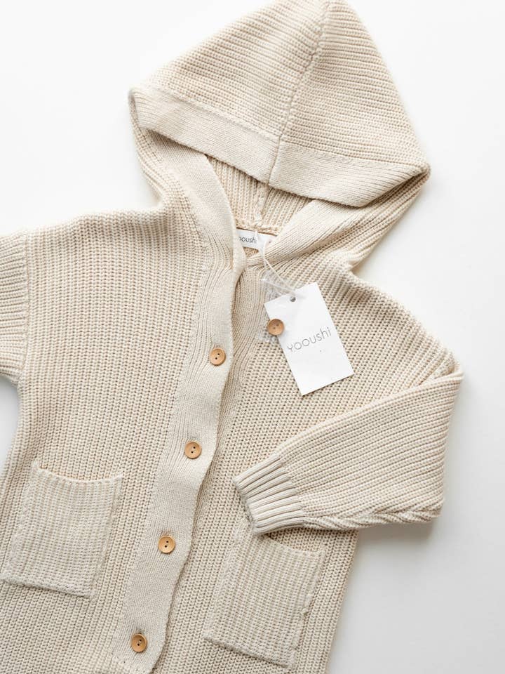 Yooushi - Wholesale Jumpsuit - Baby - Sand Shell Hooded Knit Playsuit5