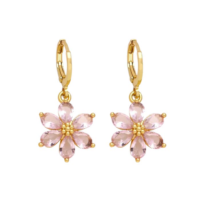 Shining flower pink earrings for wholesale by Rosies
