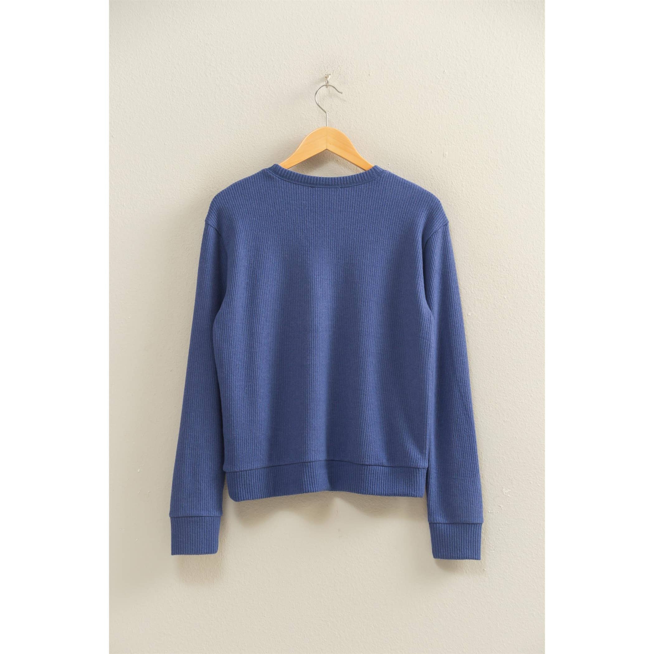 Double Zero - Wholesale Knit Top - Women's - Brushed Waffle Crew Neck Long Sleeve Top12