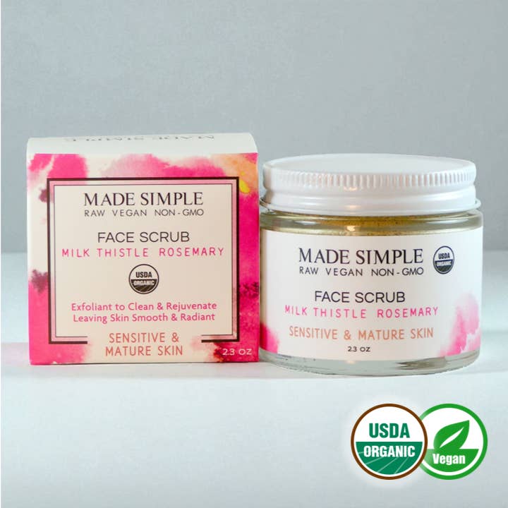 Milk Thistle Rosemary Scrub for Mature Skin-Organic & Vegan for wholesale by Made Simple Skin Care