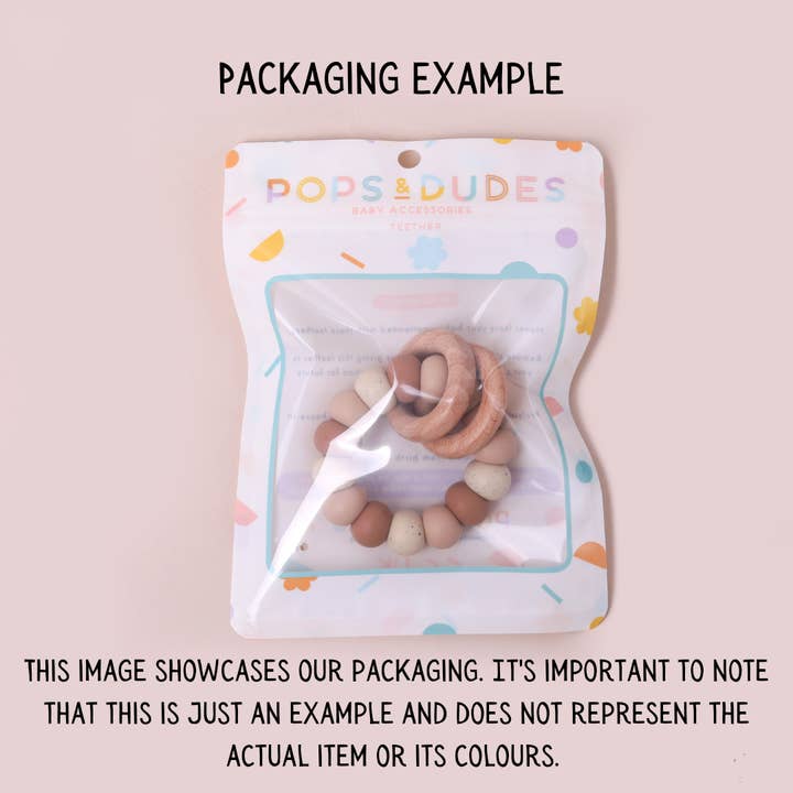 Pops and Dudes - Wholesale Teether (Not Clip-On) - Baby - Mint Silicone and Beechwood Teether