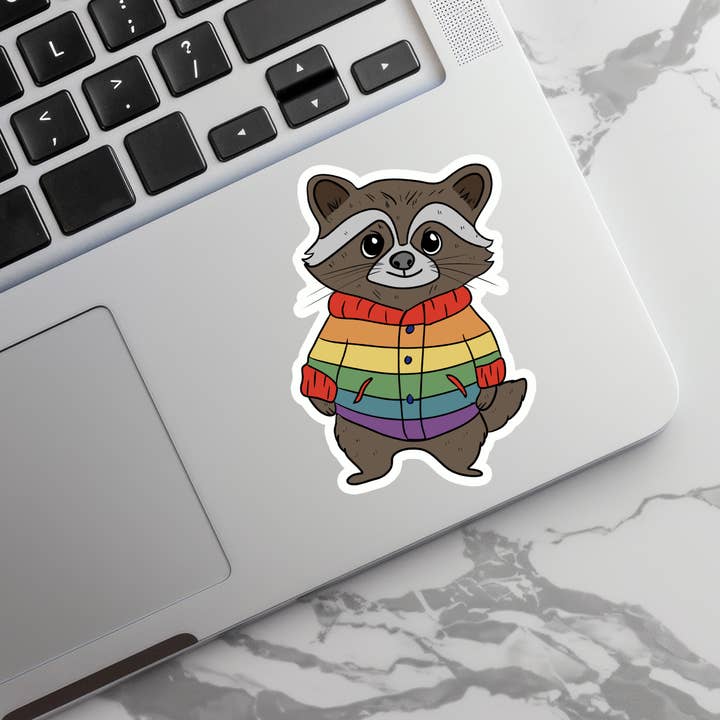 Rebel and Siren Stickers - Wholesale Sticker - Rainbow Raccoon | Animal | Pride | Waterproof Sticker | 3"8