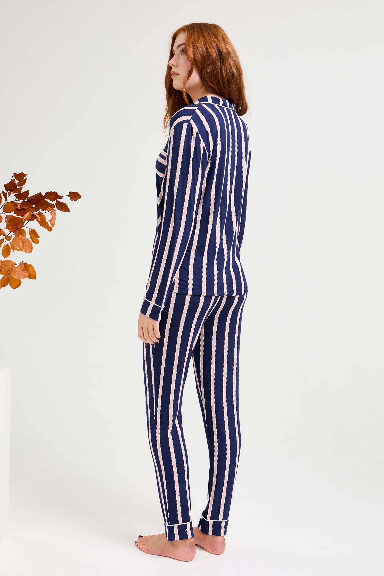 Bamboo Long Pyjama Set in Midnight Stripe for wholesale on Faire3