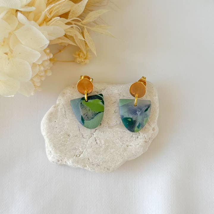 Pollie & Res - Wholesale Dangle earrings - Green Marbel