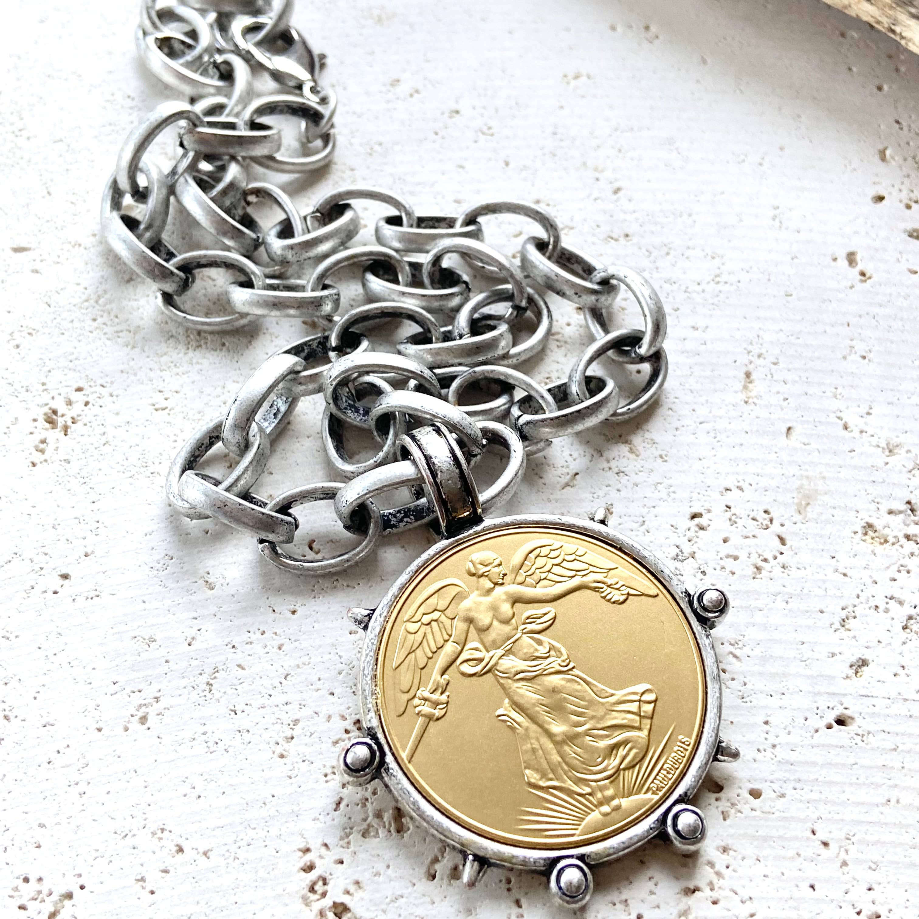 VB&CO Designs Handmade Jewelry - Wholesale Pendant/Charm Necklace - Medallion French Angel coin necklace boutique  jewelry6