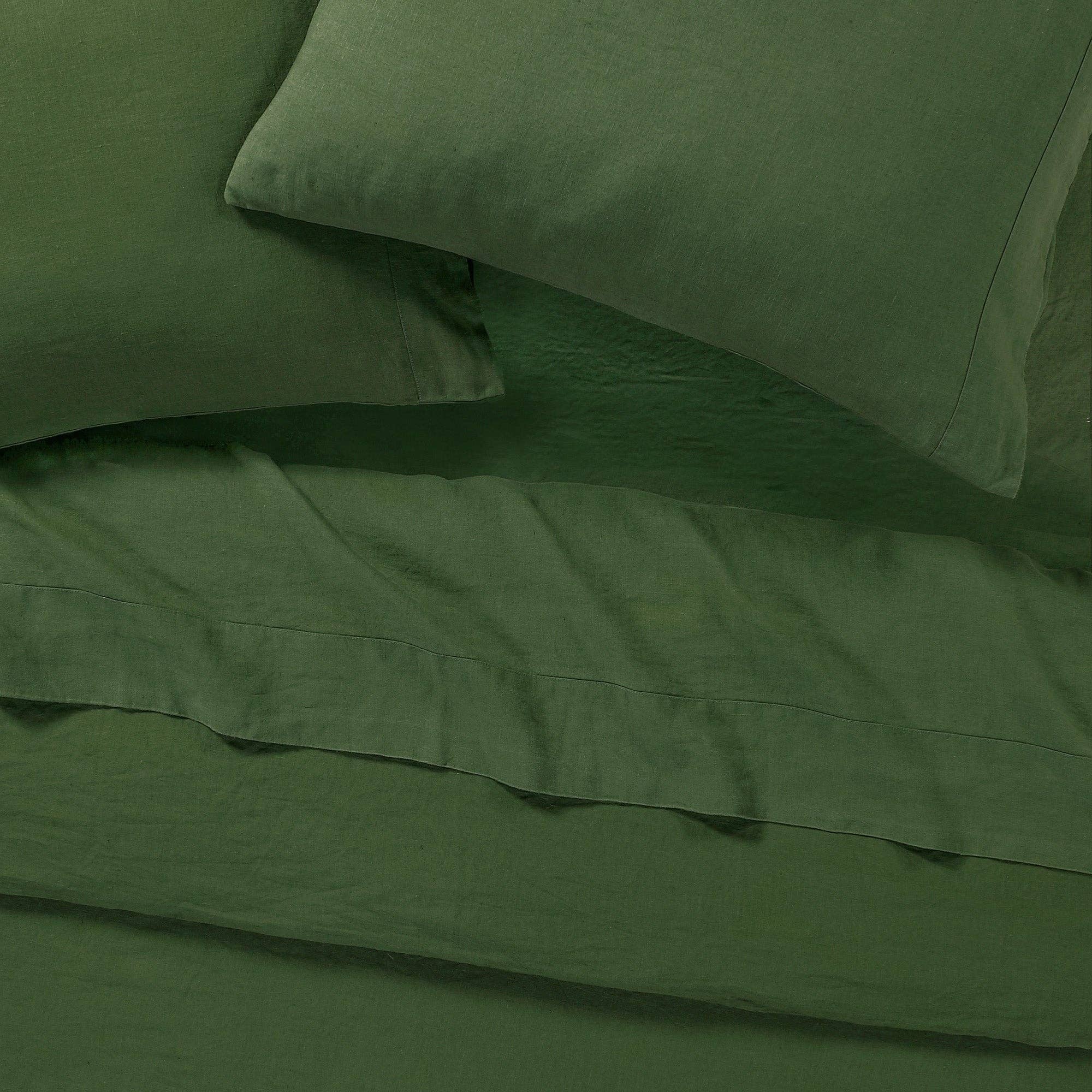 SIJO - Wholesale Sheet Set - French Linen Luxeweave Sheet Set - Forest1