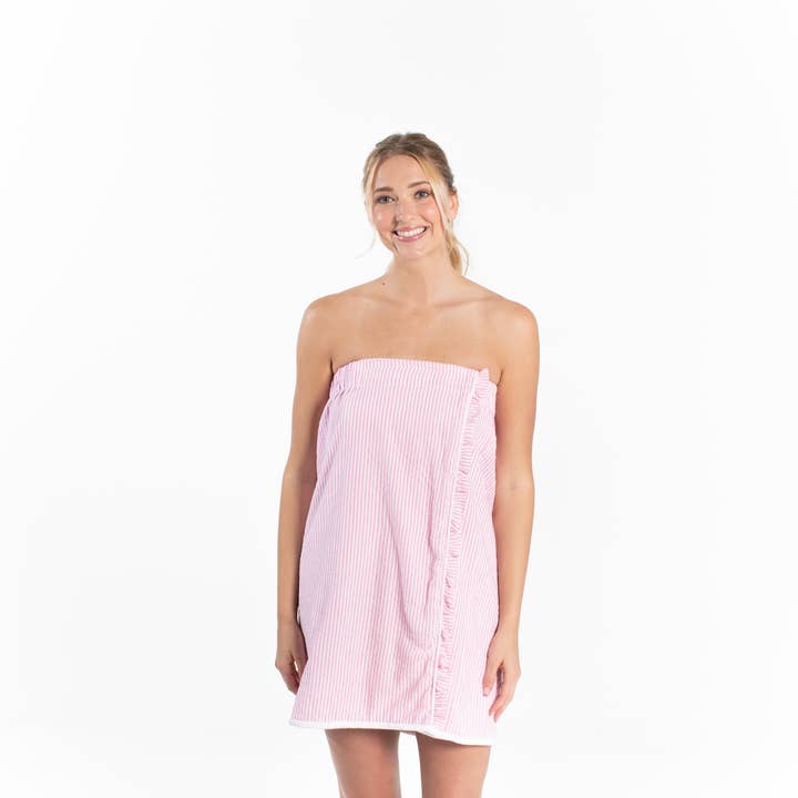Seersucker Spa Wrap - Pink for wholesale by Bella Sleep + Spa