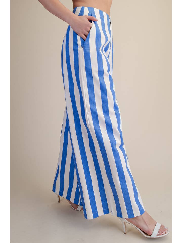 Glam - Wholesale Pants - Women's - Mid-Rise Wide Leg Stripe Pants11