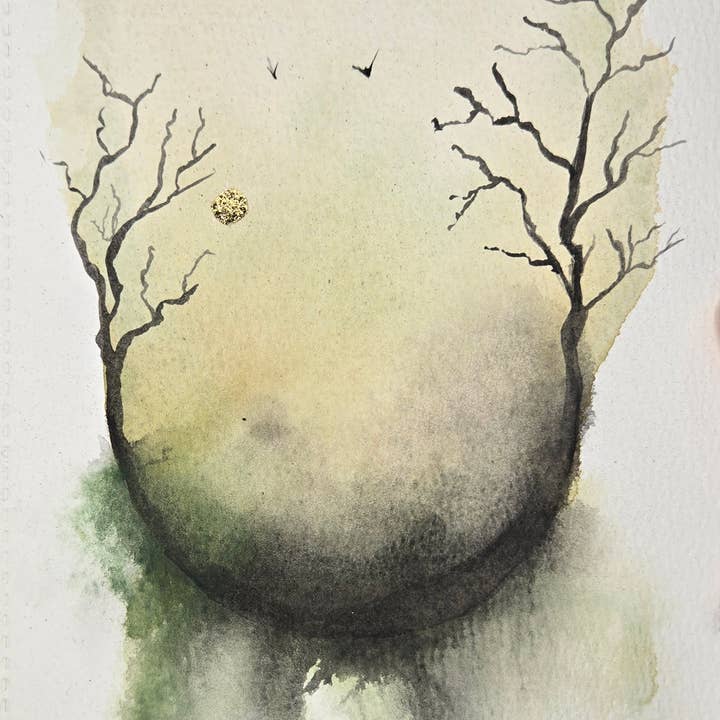Raízes do Crepúsculo Paisagem Melancólica Impressão de Arte em Aquarela por atacado de SanBCreative