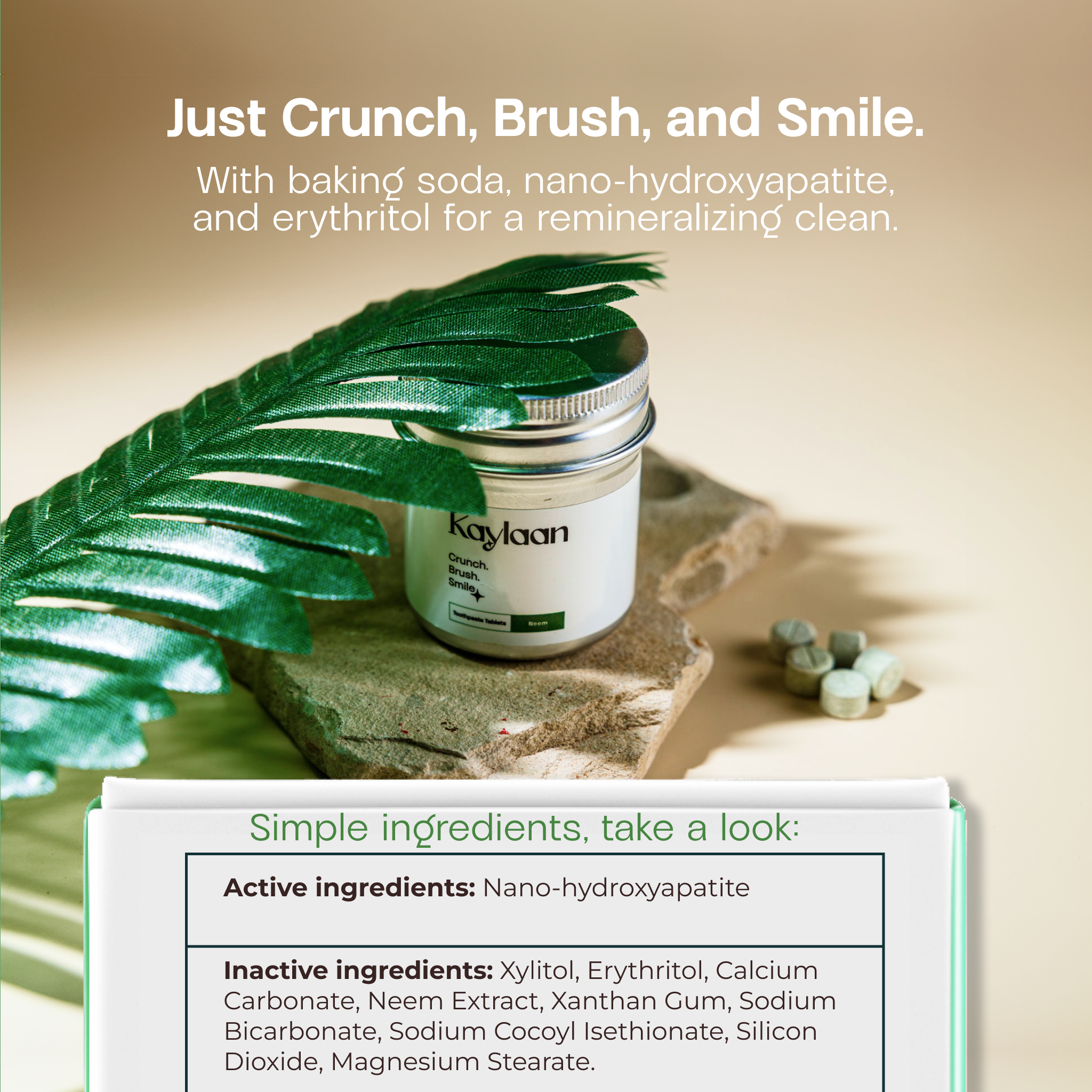 Kaylaan Toothpaste and Mouthwash Tablets - Wholesale Toothpaste - Kaylaan Neem Toothpaste Tablets –Fluoride-Free Tin (90 Tabs)2