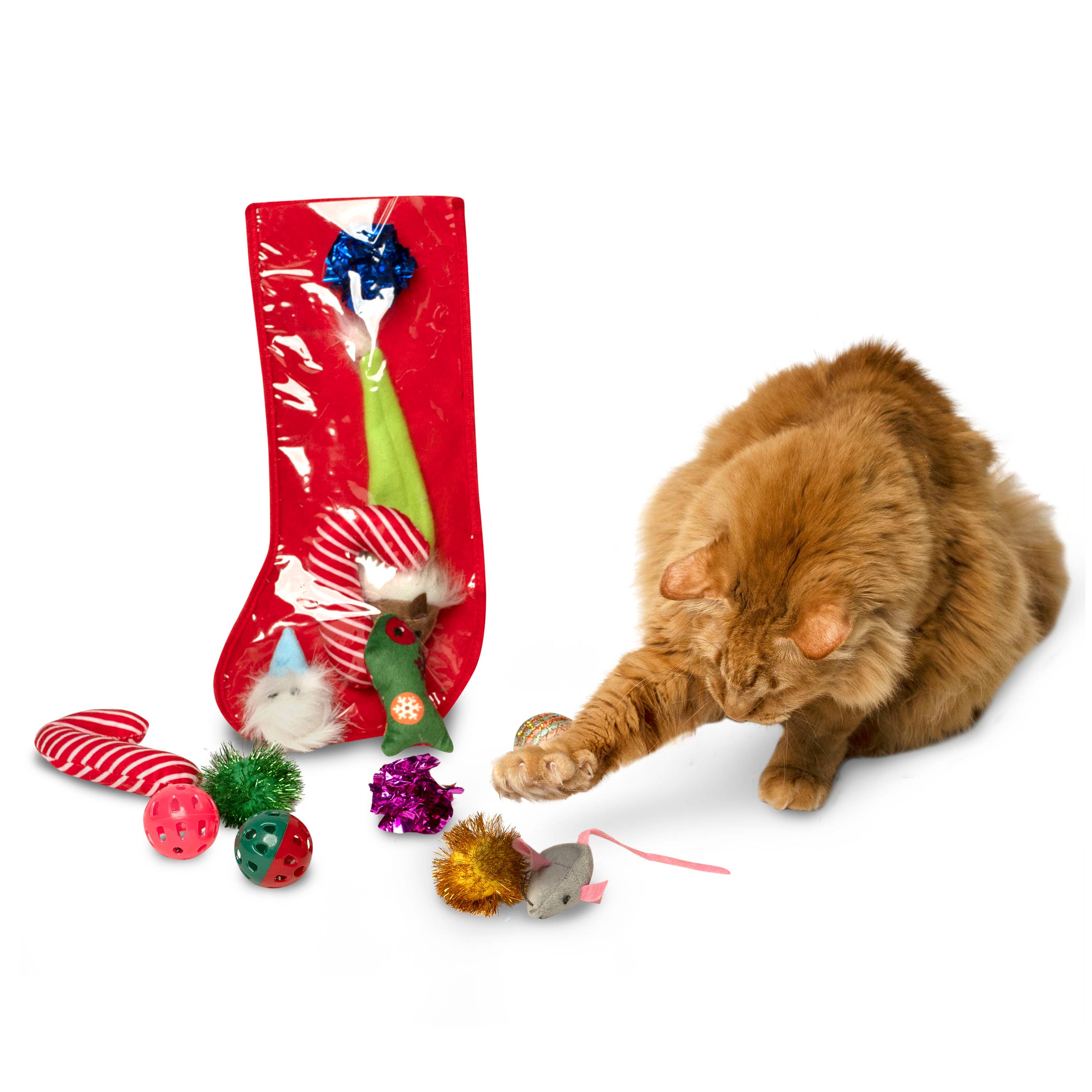 Midlee Designs – Engroshandel Legetøjssæt - Kat – Midlee Christmas Strømpe Cat Toy Gavesæt (14 Legetøj)1