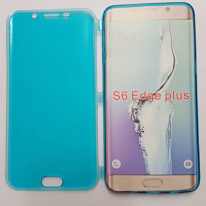 Custodia a portafoglio in TPU blu - Per Samsung Galaxy S6 edge+ per la vendita all'ingrosso da parte di Mos Accessories