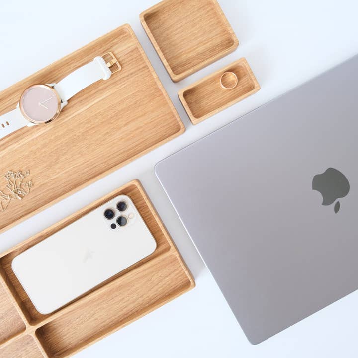 Woodinout - Vente Rangements de bureau - Set d'organisateurs de bureau en bois avec porte-stylo