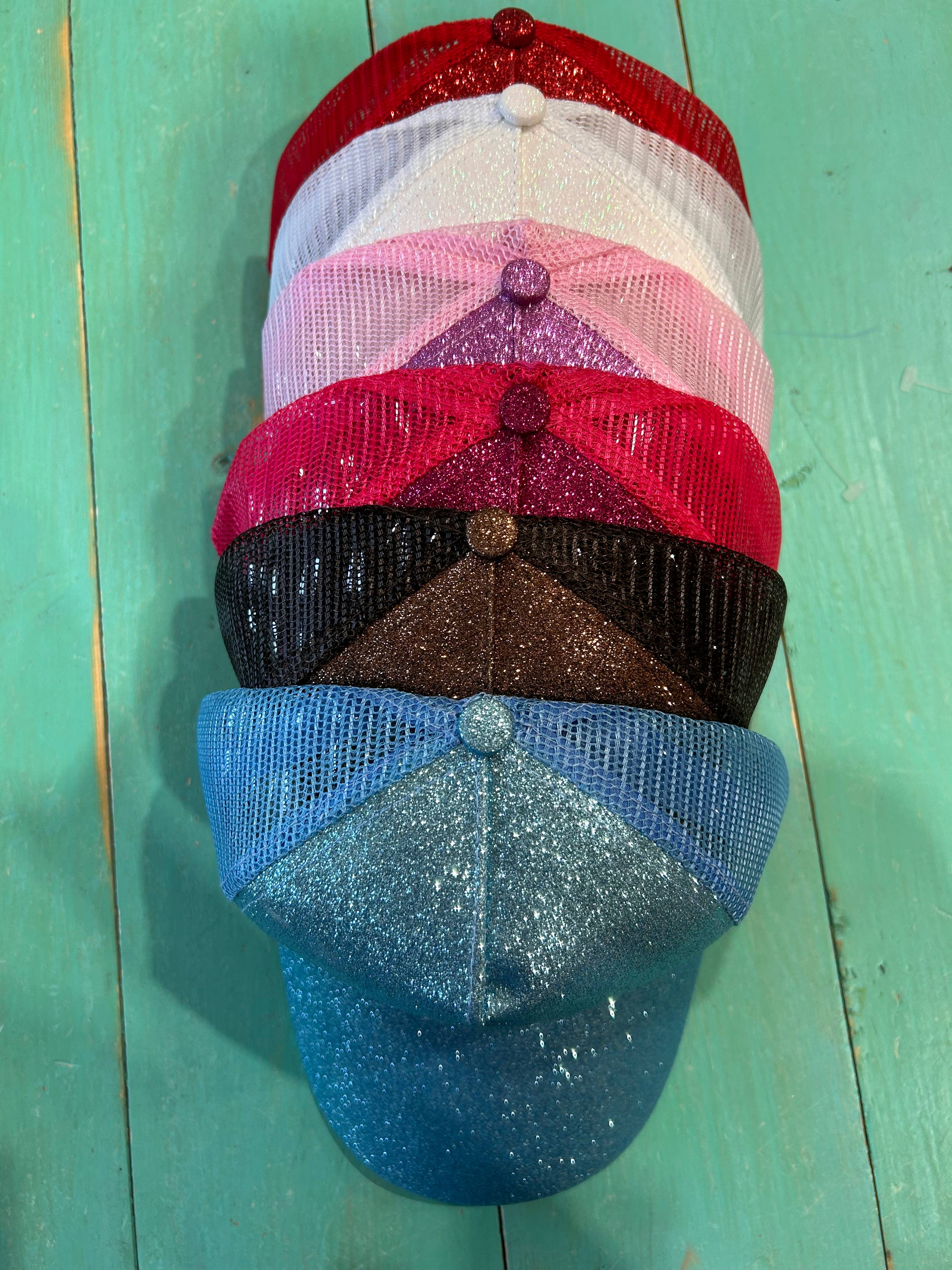 Vibes Hat Company - Wholesale Ponytail Cap - Women's - Vibes Black Glitter Ponytail Caps | Sparkle | Baseball Cap2