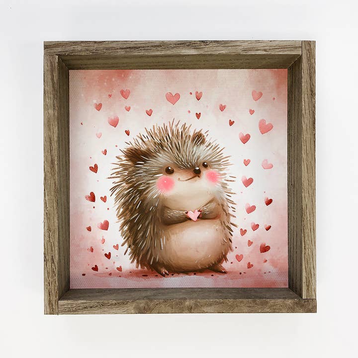 Hangout Home - Wholesale Art Print - Hedgehog Love Hearts - Cute Hedgehog Canvas Art - Framed Art