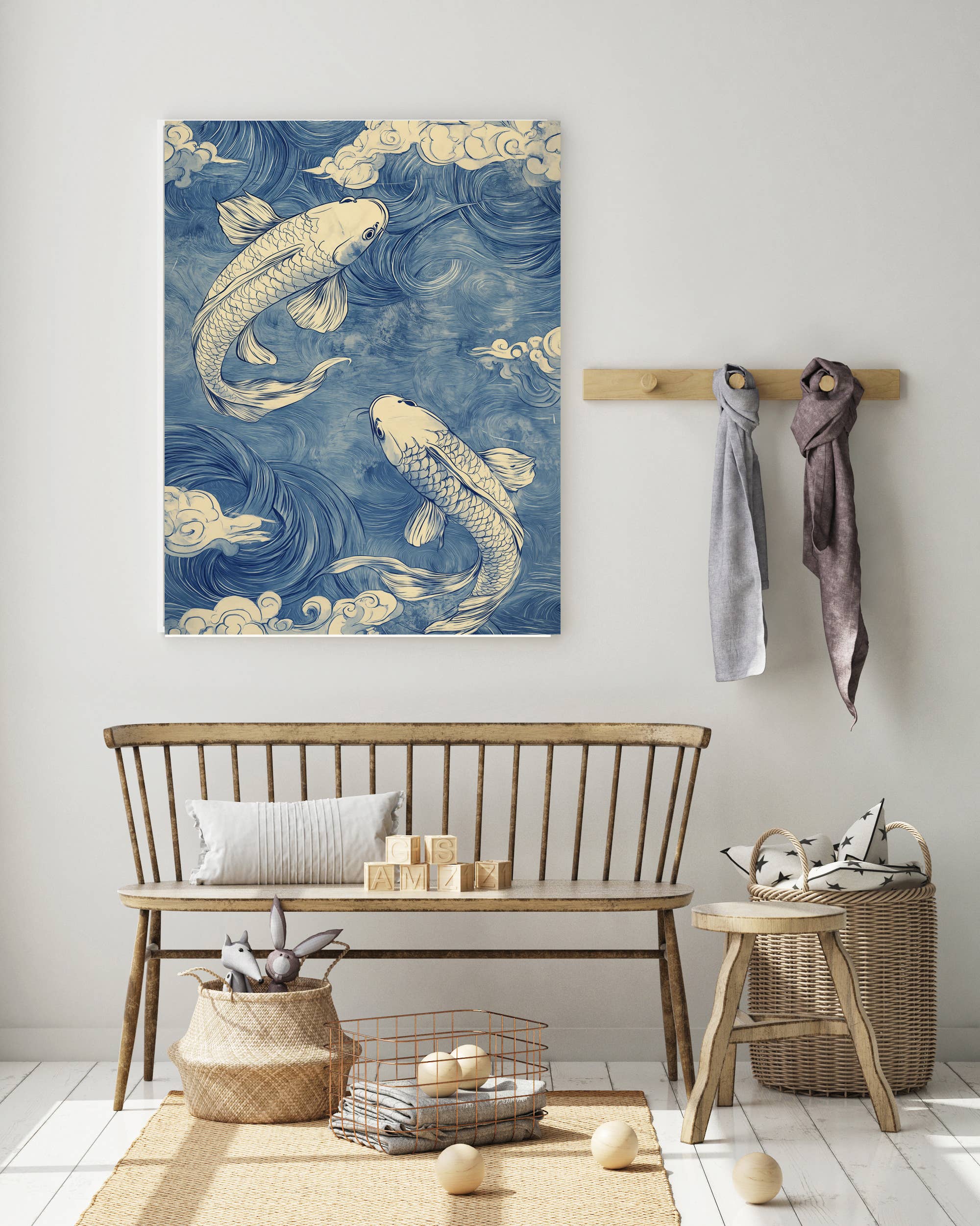 Kumo Art Prints - Venta al por mayor Ilustración - Impresión de Arte de Koi Azul Japonés1