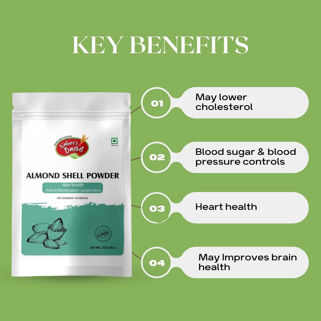 Natures Basket - Vente Poudres protéinées/superaliments - Poudre de Coquille d'Amande Nature's Basket (Prunus Dulcis) - 227 Grammes2