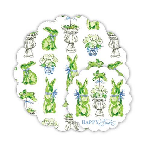 Set di centrini Topiaries a forma di coniglietto dipinto a mano per la vendita all'ingrosso da parte di RosanneBeck Collections