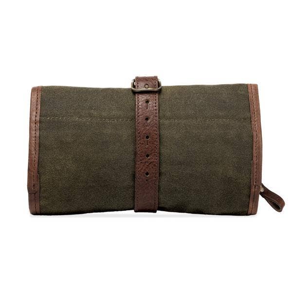 Mission Mercantile Leather Goods - Wholesale Toiletry Bag - Men's - Campaign Waxed Canvas Roll-Up Toiletry Shave Kit8