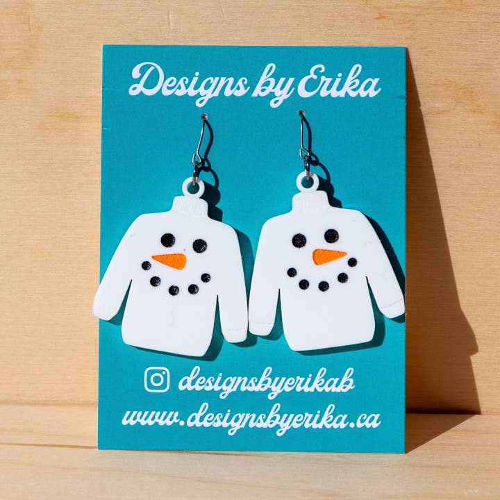 Snowman Sweater Earrings for wholesale by Designs by Erika